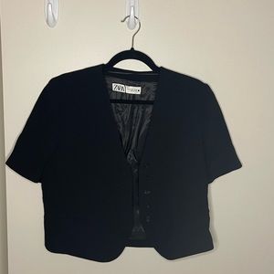 Zara black button up top